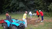 Leveling work for the swimming pool.