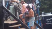 Steve helping Becky up the steps