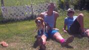 Ryan and Pierce relaxing with Rascal.