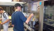 Working in the new kitchen