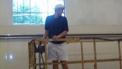 Connor on the lift at the IGA store.