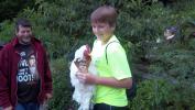 Parker with a rooster