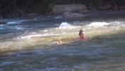 Taylor floating down the river!