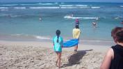 Grace beginning her surfing experience