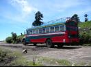 Chicken Bus going to pick up workers for the day
