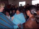 Kim with her new weaving and a village woman with her new prayer shawl.