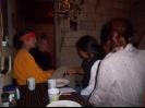 Enjoying a meal after a long day.