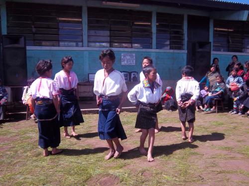 The children dancing for us before work began on the first day.