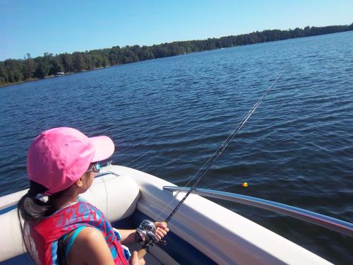Grace before the great fishing excitement.