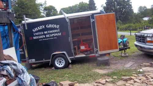 Shady Grove Mission trailer at the work site.