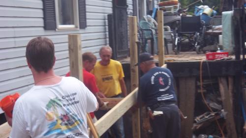 Getting the wheel chair ramp started.