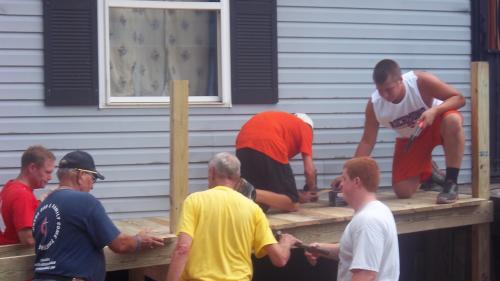 Putting the deck on the ramp.