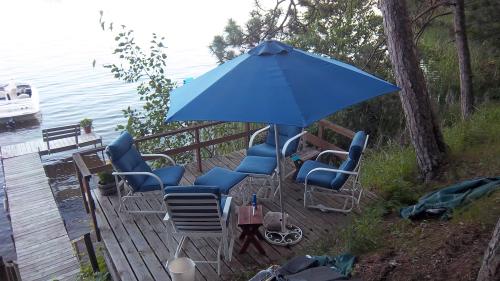 The deck where wine is served at 5:00 each day!