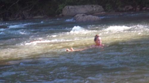 Taylor floating down the river!