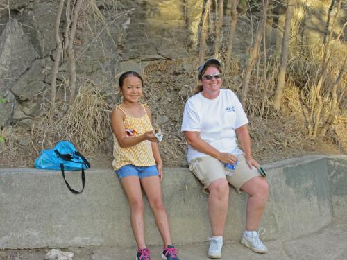 Sondi and Ella enroute to top of Diamond Head