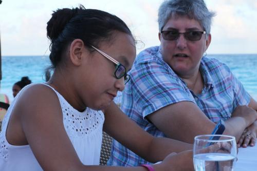 Erica and Ella at dinner