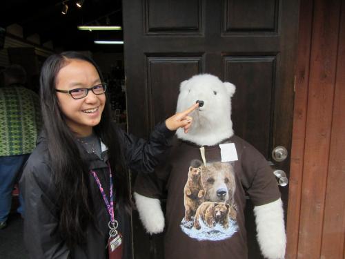 Ella and Parker the bear