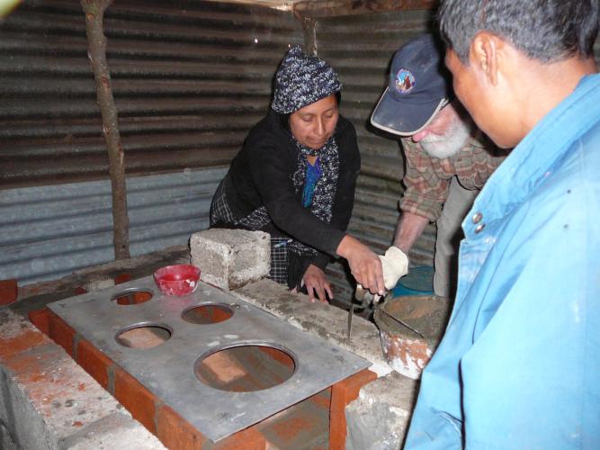 Hilda working on the first stove
