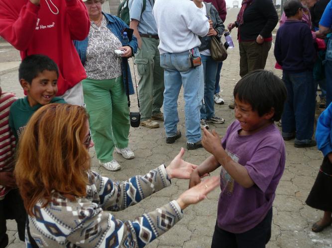 Trish playing with one of the boys after we ate