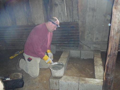 Dave beginning his first stove