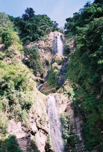 Waterfall overlooking Lake AtitlÃ¡n