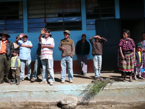 Everyone waving good-bye as we were leaving the village