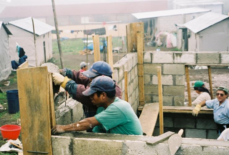 Pouring the posts was a hard job