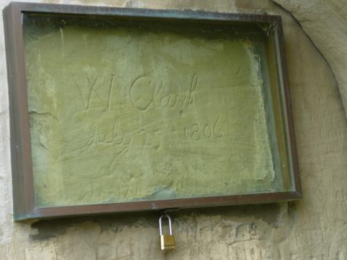 William Clark's signature in the rock at the top of the Pillar