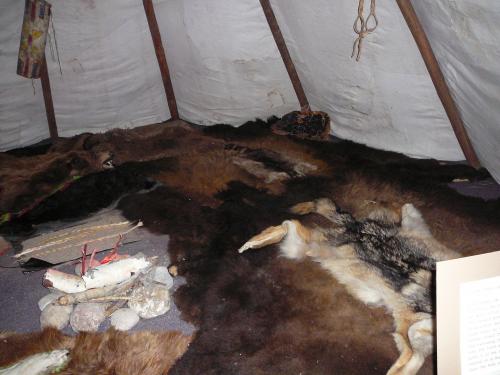 Inside an indian tepee