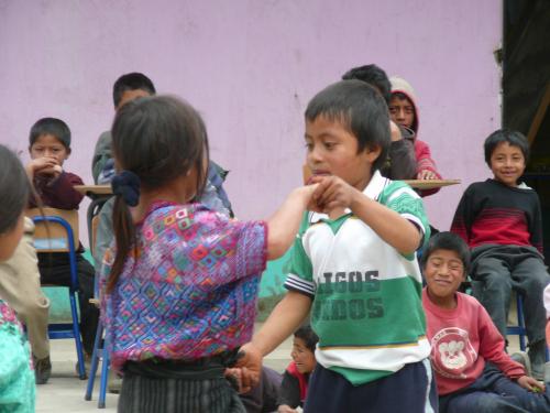 Children performing for us