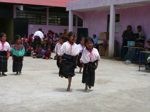 Children performing for us