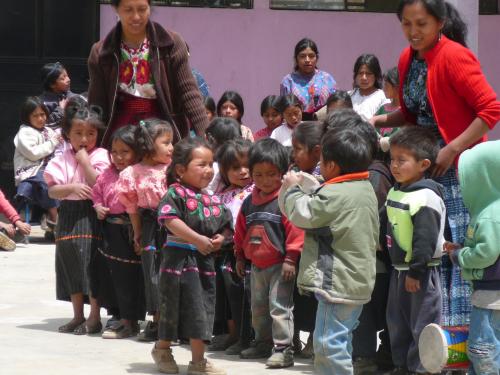 Children getting ready to perform for us