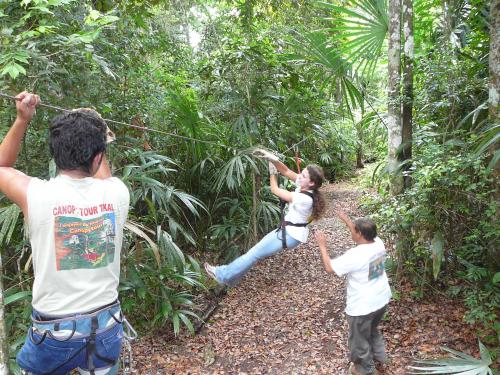 Maddie finishing the zip line