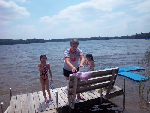 Getting ready to go swimming
