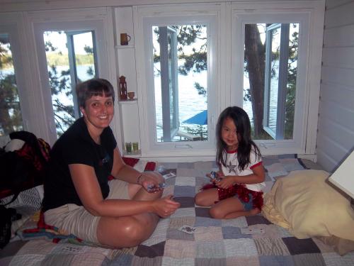 Let's play cards on Nana's bed!