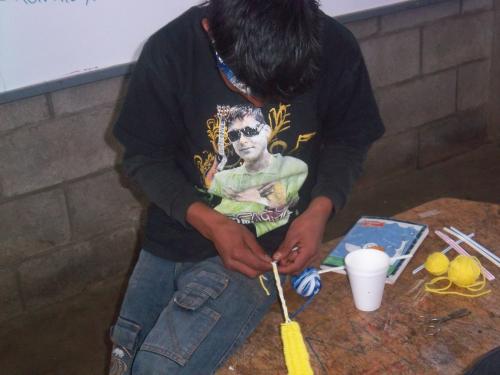 Working hard on the head band.