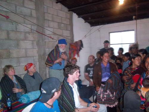 Bill receiving his weaving.