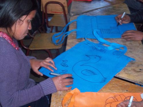 The teacher decorated her bag also.